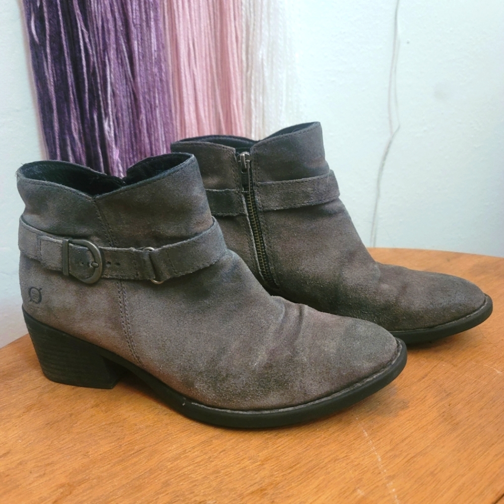 Born Grey Suade Ankle Booties, Born Boots